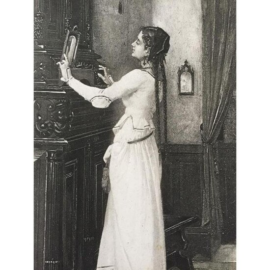 19thc Photogravure Print, Marguerite Tempted