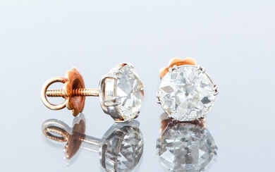 2 Carat Old Mine Cut Diamond Earrings