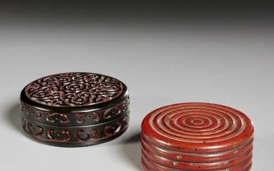 (2) Cinnabar lacquered boxes, incl. Yuan style