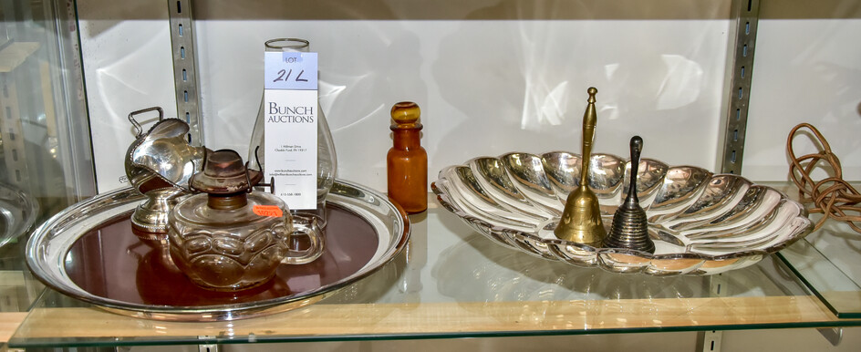 (2) Silverplate Trays, Sugar Caddy and Lamp