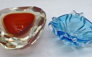 2 items- Murano Style Glass & Glass Ashtray
