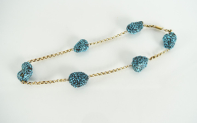 14K GOLD AND TURQUOISE STONE NECKLACE