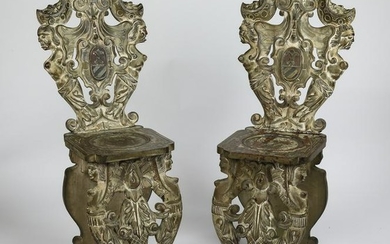 Pair of 19th c. Italian Sgabello side chairs