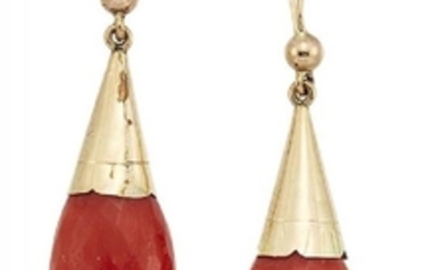 A pair of 19th century gold-mounted coral...