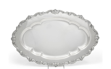 An American sterling silver tray with applied cast border