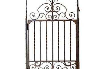 Around 1940, wrough iron gate with volutes. Haut.…
