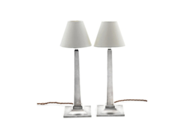 A pair of Art Deco silver electric lamps