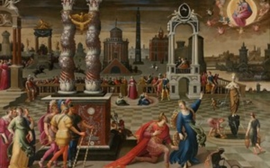 Attribué à Antoine Caron Beauvais, 1521 - Paris, 1599 Auguste et la sibylle de Tibur