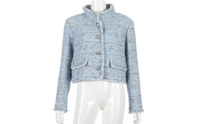 Chanel Sky Blue Jacket, 2010s, raw edge woven...