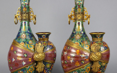 Pair of Chinese Cloisonne Double Vases