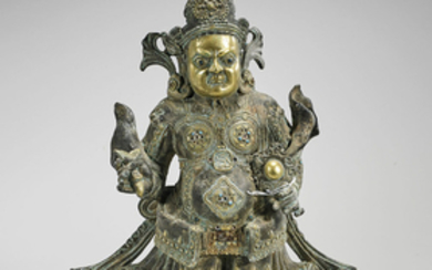 Chinese Parcel-Gilt Bronze Figure