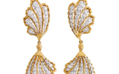 A pair of diamond and 18k bi-color gold day/night drop earrings,, Gianmaria Buccellati