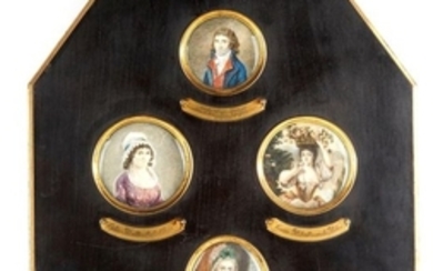 Ecole début XIXe. Quatre miniatures peintes représ…