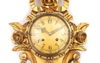 An Exacta Swedish Cartel Style Carved Giltwood Clock