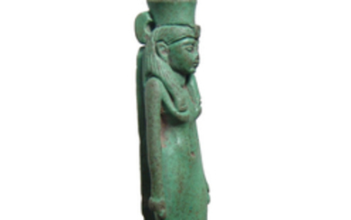 A fantastic Egyptian green frit figure of Mut