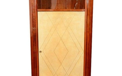 French Art Deco Exotic Wood Vellum Tall Cabinet