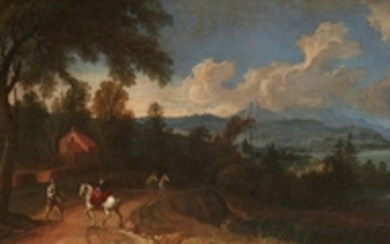 German School 18th century - Panoramic Landscape with Travellers and Riders