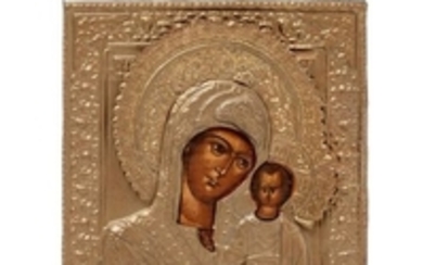Icône de la Mère de Dieu de Kazan. Tempera…