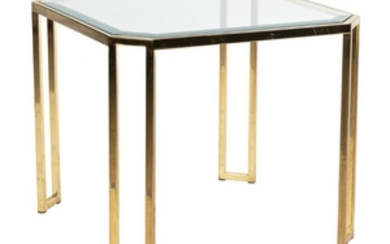 Lamp Table - Brass & Beveled Glass