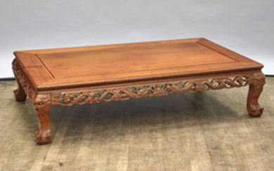 Low Chinese Carved Wood Table