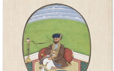 A NOBLEMAN SMOKING A HOOKAH, INDIA, 19TH CENTURY