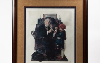 NORMAN ROCKWELL SIGNED COLLOTYPE 'DOCTOR AND DOLL'