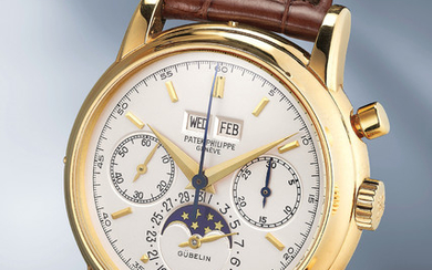 Patek Philippe, Ref. 2499/100 A very fine and rare yellow gold perpetual calendar chronograph wristwatch with moonphases and original certificate