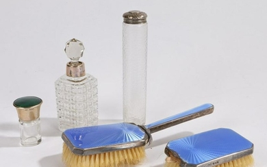 Silver mounted and glass dressing table accessories