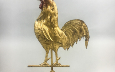 Small Full-body Gilt Sheet Copper Rooster Weathervane