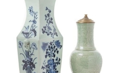 Two Chinese Celadon Porcelain Vases