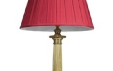 A VICTORIAN BRASS COLUMN LAMP, 19TH CENTURY