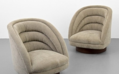Vladimir Kagan - Pair of Vladimir Kagan "Crescent" Swivel Lounge Chairs