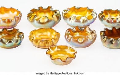 23021: Six Tiffany Studios Favrile Glass Salts, circa 1