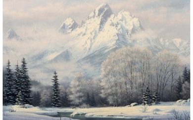 25021: Mark Pettit (American, b. 1957) Snow Scene in th