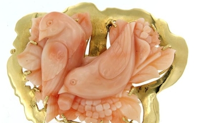 18 kt. Yellow gold - Brooch, Pendant Coral