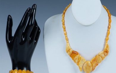 2pc Bold Baltic Amber Necklace & Bracelet