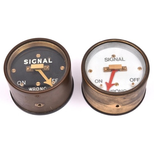 2x Railway signal box indicators. Brass cased SYX indicators...