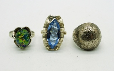 (3) Vintage Sterling Rings, Mexico