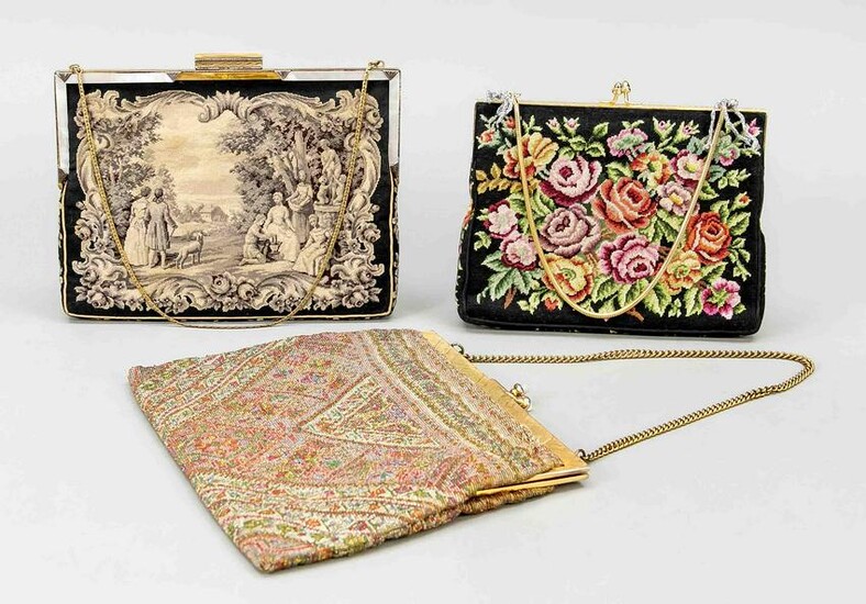 3 evening bags, 19th/20th century