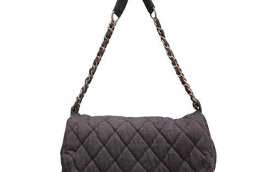 Chanel -Black Quilted Fabric Flap Shoulder bag