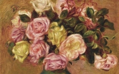 Pierre-Auguste Renoir (1841-1919), Bouquet de roses dans un vase