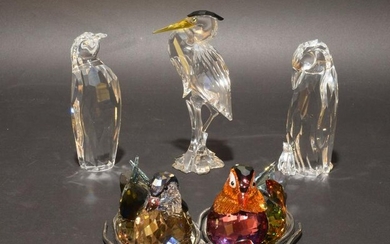 4 Boxed Swarovski Crystal Birds