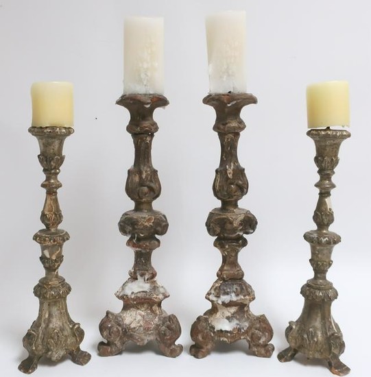 4 Italian Baroque Pricket Altar Sticks, 17/18 C.