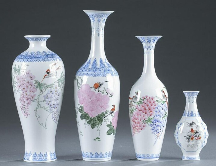 4 Jingdezhen Zhi eggshell porcelain vases, 20th c.