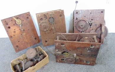 4 Wood works, clock parts, 2 Terry type, Leavenworth