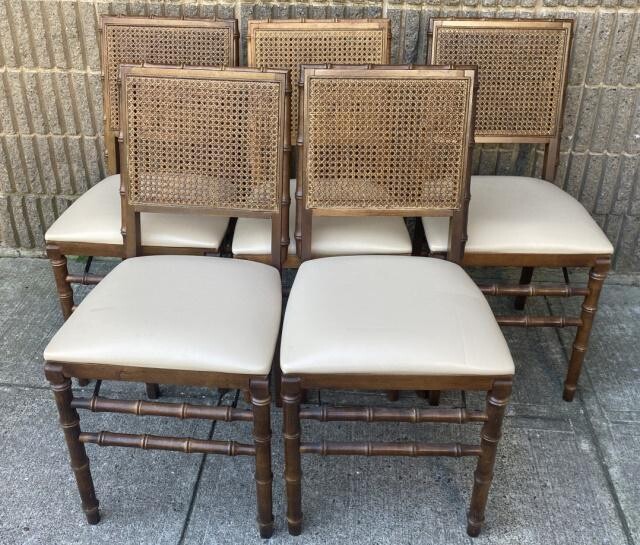 5 STAKMORE Folding Chairs Bamboo Cane Back Chairs