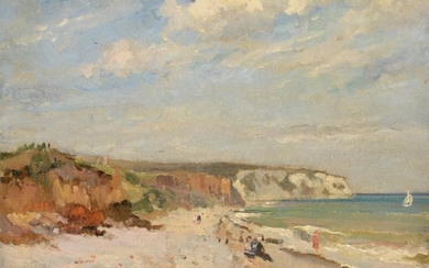 Bertram Priestman RA, ROI, NEAC, IS (1868-1951) Sunlit beach scene...