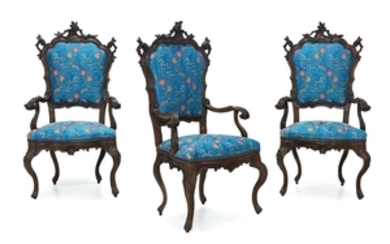 Set of 3 Venetian Rococo armchairs