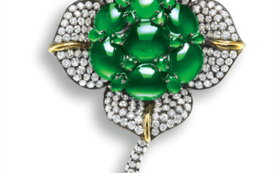 A Jadeite, Diamond and Chalcedony 'Flower' Pendant/Brooch, Mason Tsai