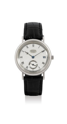 Breguet. A White Gold Wristwatch with Date